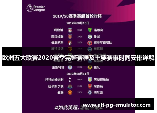 欧洲五大联赛2020赛季完整赛程及重要赛事时间安排详解