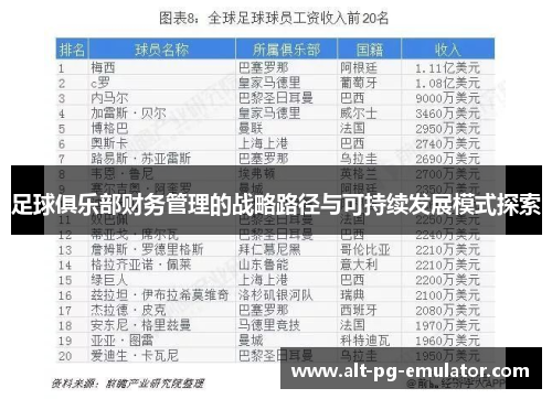 足球俱乐部财务管理的战略路径与可持续发展模式探索